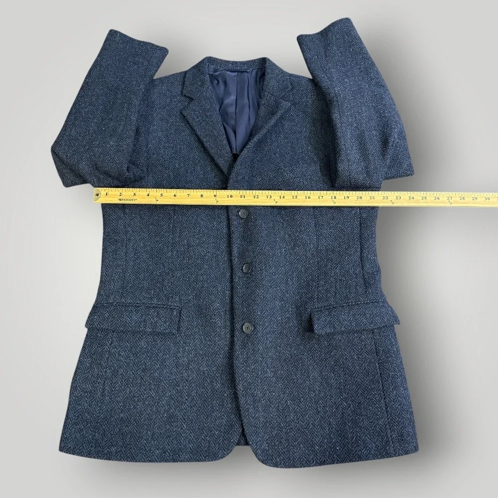 Brooks Brothers Harris‎ Tweed Wool Blazer Navy Blue Herringbone Regent Fit 44R